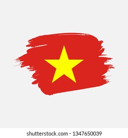 Flag of Vietnam with brush stroke effect, Vietnamese flag template design. Vecctor Eps 10