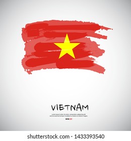 Flag of Vietnam with brush stroke, grunge style background vector.