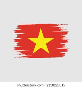 Flag of Vietnam with brush style
