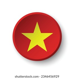 The flag of Vietnam. Button flag icon. Standard color. Circle icon flag. 3d illustration. Computer illustration. Digital illustration. Vector illustration.