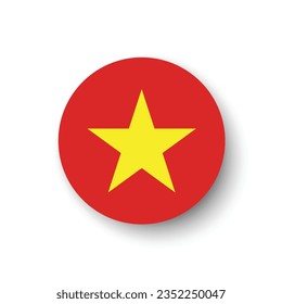 The flag of Vietnam. Button flag icon. Standard color. Circle icon flag. 3d illustration. Computer illustration. Digital illustration. Vector illustration.