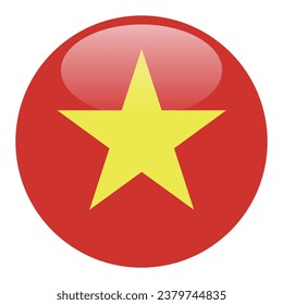 The flag of Vietnam. Button flag icon. Standard color. Circle icon flag. 3d illustration. Computer illustration. Digital illustration. Vector illustration.