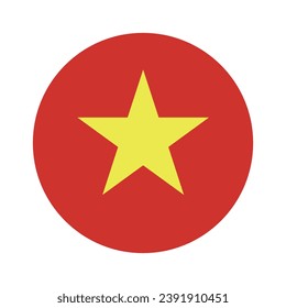 The flag of Vietnam. Button flag icon. Standard color. Circle icon flag. Computer illustration. Digital illustration. Vector illustration.
