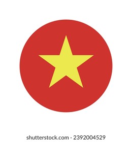 The flag of Vietnam. Button flag icon. Standard color. Circle icon flag. Computer illustration. Digital illustration. Vector illustration.