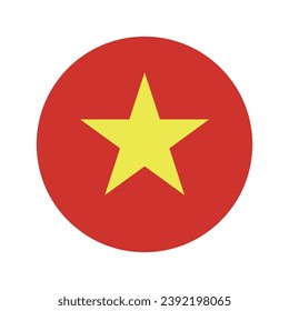 The flag of Vietnam. Button flag icon. Standard color. Circle icon flag. Computer illustration. Digital illustration. Vector illustration.