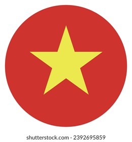 La bandera de Vietnam. Icono de indicador de botón. Color estándar. Indicador de icono de círculo. Ilustración del equipo. Ilustración digital. Ilustración vectorial.