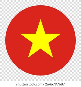 Flag of Vietnam. Vietnam circle flag logo icon computer vector illustration design. Checkerboard background.