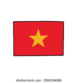 Icono del doodle de la bandera de Vietnam, ilustración del vector