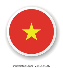 Flag of Vietnam flat icon. Round vector element with shadow underneath. Best for mobile apps, UI and web design.