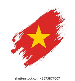 Flag of Vietnam Grunge Brush Stroke Style Vector