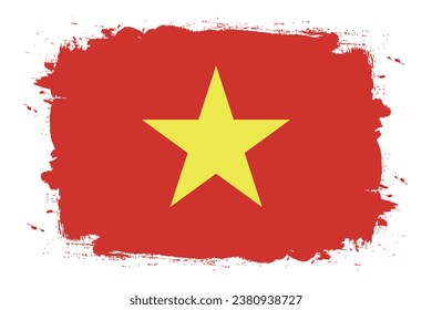 La bandera de Vietnam. Banderas pintadas a mano. Efecto Tinta. El efecto de pincel. Icono de marca. Color estándar. Ilustración del equipo. Ilustración digital. Ilustración vectorial.