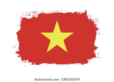 The flag of Vietnam. Hand-painted flag ICONS. Broken flag. Standard color. Standard size. A rectangular flag. Computer illustration. Digital illustration. Vector illustration.