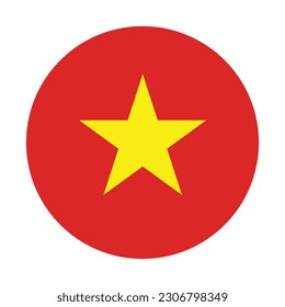 The flag of Vietnam. Flag icon. Standard color. Round flag. Computer illustration. Digital illustration. Vector illustration.
