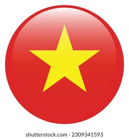 The flag of Vietnam. Flag icon. Standard color. Round flag. 3d illustration. Computer illustration. Digital illustration. Vector illustration.