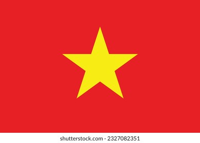 The flag of Vietnam. Flag icon. Standard color. Standard size. A rectangular flag. Computer illustration. Digital illustration. Vector illustration.