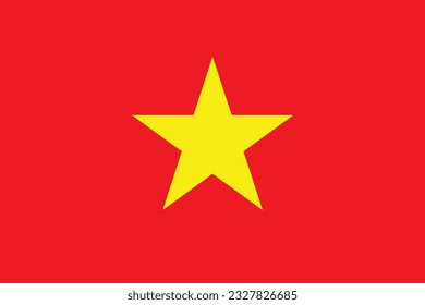 The flag of Vietnam. Flag icon. Standard color. Standard size. A rectangular flag. Computer illustration. Digital illustration. Vector illustration.