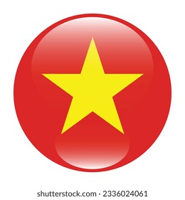 The flag of Vietnam. Flag icon. Standard color. Circle icon flag. 3d illustration. Computer illustration. Digital illustration. Vector illustration.