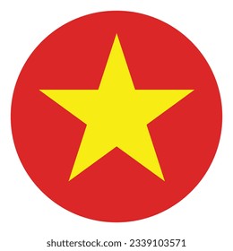 The flag of Vietnam. Flag icon. Standard color. Circle icon flag. 3d illustration. Computer illustration. Digital illustration. Vector illustration.