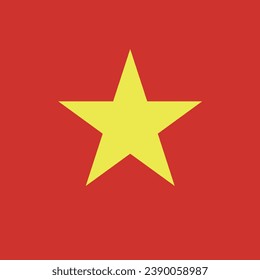 The flag of Vietnam. Flag icon. Standard color. A square flag. Square icon. Computer illustration. Digital illustration. Vector illustration.