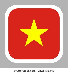 The flag of Vietnam. Flag icon. Standard color. flat vector square with rounded corners. Computer illustration. Digital illustration. Vector illustration