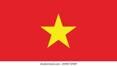 The flag of Vietnam. Flag icon. Standard color. Standard size. A rectangular flag. Computer illustration. Digital illustration