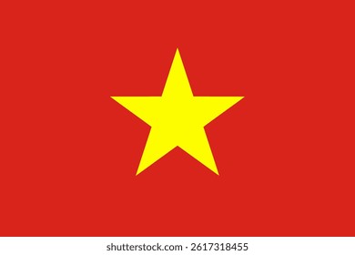The flag of Vietnam. Flag icon. Standard color. Standard size. A rectangular flag. Computer illustration. Digital illustration. Vector illustration.