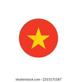Flag of Vietnam, Vietnam flag illustration, Vietnam national flag in a circle.