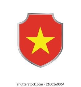Flag of Vietnam with metal shield frame