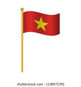 Flag of Vietnam ,Vietnam flag official colors and proportion correctly, Vietnam flag waving isolated Vector illustration eps10.