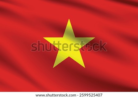 Flag of Vietnam. Vietnam flag official colors and proportion digital vector illustration. Wavy flag.