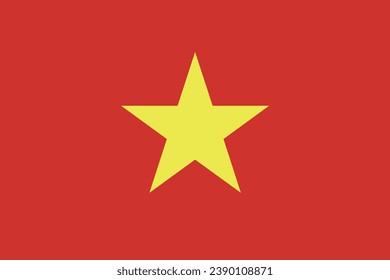 The flag of Vietnam. The official ratio. Flag icon. Standard color. Standard size. A rectangular flag. Computer illustration. Digital illustration. Vector illustration.