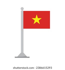 Flag of Vietnam on flagpole isolated
