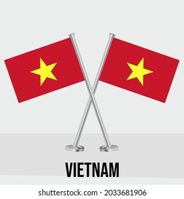 flag of Vietnam on flagpole. Template for independence day poster design