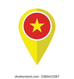 Flag of Vietnam flag on map pinpoint icon isolated yellow color