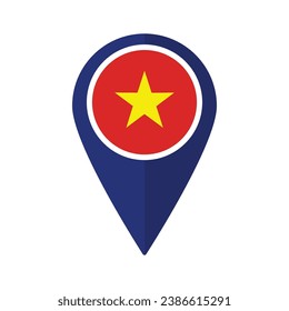 Flag of Vietnam flag on map pinpoint icon isolated 