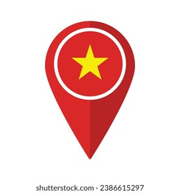 Flag of Vietnam flag on map pinpoint icon isolated red color