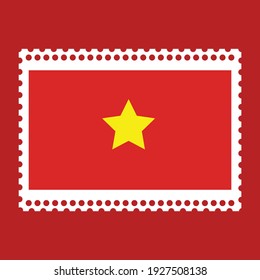 Flag of the Vietnam on stamp vector illustration.