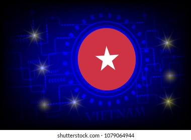 Flag of Vietnam on a technology background.