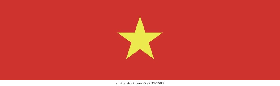 The flag of Vietnam. Rectangle icon. Flag icon. Standard color. A long banner. Computer illustration. Digital illustration. Vector illustration.