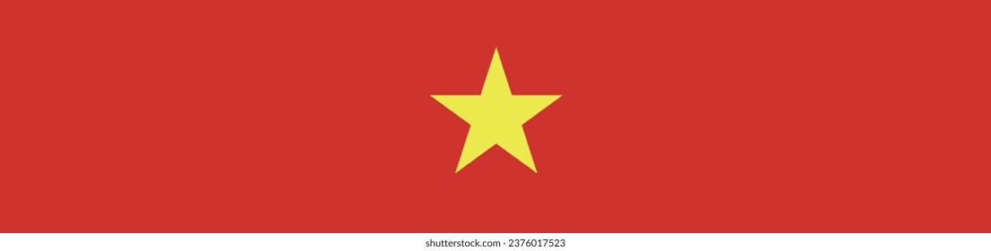 The flag of Vietnam. Rectangle icon. Flag icon. Standard color. A long banner. Computer illustration. Digital illustration. Vector illustration.