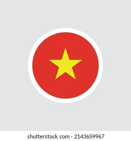 Flag of Vietnam. A red flag with a yellow five-pointed star in the center. State symbol of the Socialist Republic of Vietnam. Isolated vector illustration.
