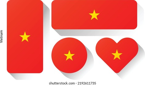 Flag of Vietnam, set of flags , flag button , Heart of flag	
