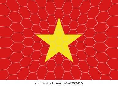 Bandeira do Vietnã com Soccer Goal Net. Campeonato de Futebol. Ilustração de vetor.