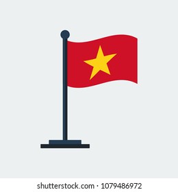 Flag Of Vietnam. Flag Stand On White Background. Vector Design