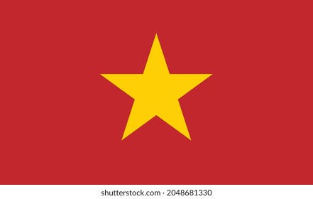 Bandera de Vietnam. Vector. Dimensiones precisas, proporciones de elementos y colores.