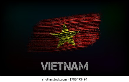 Flag of the Vietnam. Vector illustration in grunge style with cracks and abrasions. Good image for print