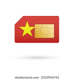 Flag of Vietnam. Vector illustration of SIM Card with flag on white background