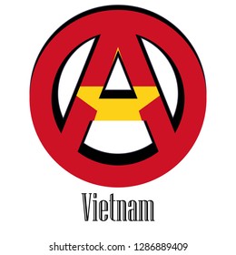 Flag of Vietnam of the world in the form of a sign of anarchy, which stands for freedom and equality of people.