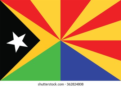 Flag of Viqueque districts of Timor Leste. Vector illustration.