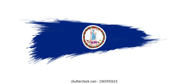 Flag of Virginia US State in grunge brush stroke, vector grunge illustration.